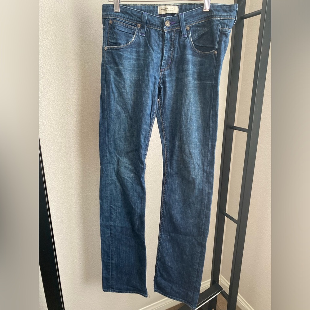 Habitual Bootcut Tatters Jeans Woman Size 27‎ Denim Button Fly 33” Inseam Y2K